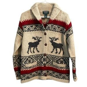 Lauren Ralph Lauren Cream and Red Cardigan